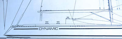 Officiell linjeritning av Dynamic 35, ritad av Jan Kjaerulff och producerad ursprungligen av Bachs-Werft från 1985. Foto: Therese Brückmann-Olivier