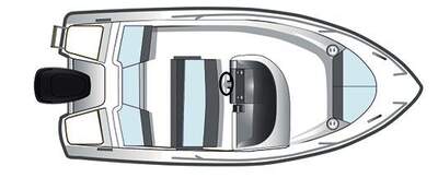 Bella 485 R, öppen styrpulpetbåt med mittkonsol.