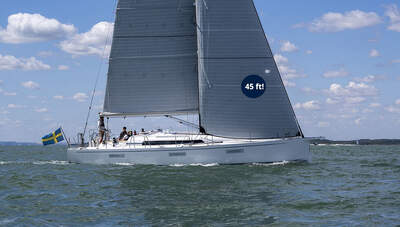 Arcona 435 Mk II under segel, officiell modellbild.