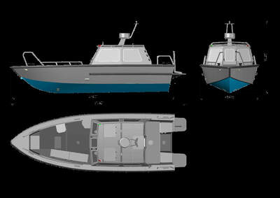 Officiell ritning av Tärnskär T24.1 med sidovy, frontvy och planlösning.
