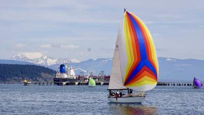 Baltic 39 Pangaea under spinnaker i nordvästra USA.