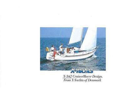 X-Yachts X-342 under segel, officiell omslagsbild från X-Yachts produktkatalog.