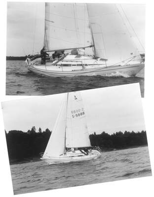 Linjett 32 MH under segling, visad i Rosättra Båtvarvs historiska modellmaterial.