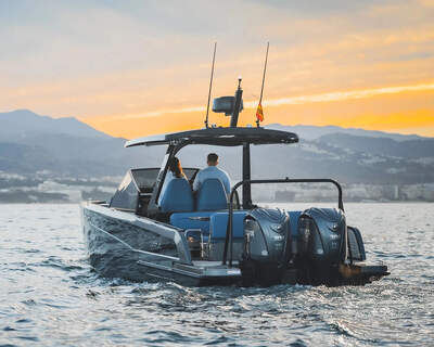 Virtue V33 Top med hård T-top över förarplatsen.