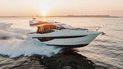 Galeon 470 SKY sedd från fören.