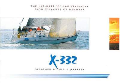 Omslag till X-Yachts officiella produktkatalog för X-332, ritad av Niels Jeppesen.