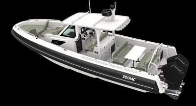 Zodiac X10CC sedd snett akterifrån, officiell produktvisualisering.