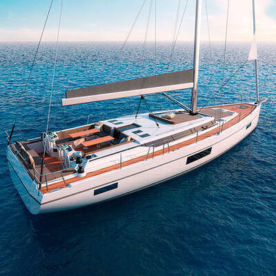 BAVARIA C57 i exteriör vy, ritad och utvecklad av Cossutti Yacht Design för Bavaria Yachtbau.