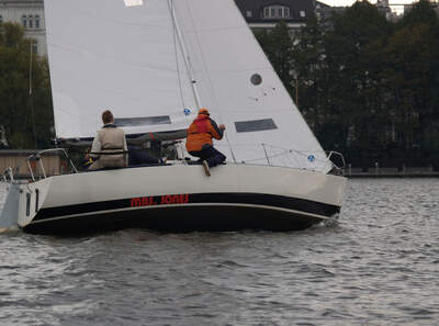 Albin Express under segling, fotograferad från akter om babord. Foto: Johann-Nikolaus Andreae