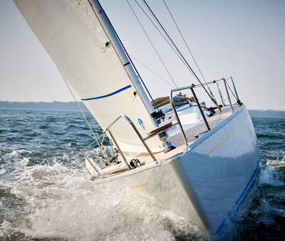 Luffe 37 under segling, fotograferad för Luffe Yachts officiella presentation av modellen.