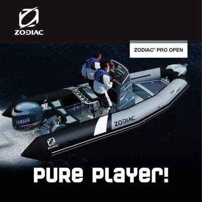 Zodiac Pro Open 550 i fart, officiell produktbild från Zodiac Nautics Pro Open-katalog.