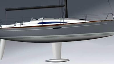 Finn Flyer 34 Club från Finn Yachts, visad som officiell produkt-/pressrendering med T-köl.